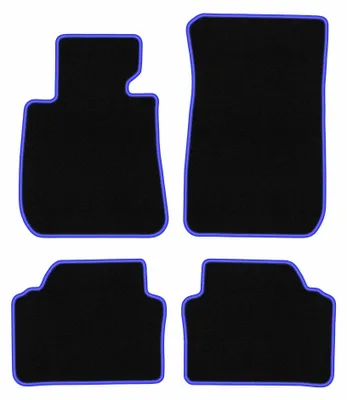 Productafbeelding van Velours automatten voor BMW 3-serie E90 2004-2011 (sedan) – 4-delig, zwart/blauw, op maat – Wielganizator CARLUX