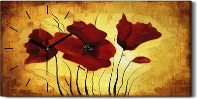 Produktbild von Leinwand Wanduhr Wandkunst Uhr Geräuschlos Kunstdruck 60x30 Ölgemälde Blumen - schwarze Hände