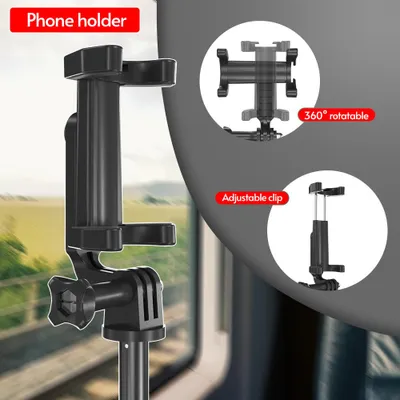 Obrázek produktu pro Přenosný, skládací mini stolní držák telefonu na stativ se 3 sekcemi, výsuvný, nastavitelná délka klipu pro záběry vlogů ze smartphonu, selfie živé vysílání