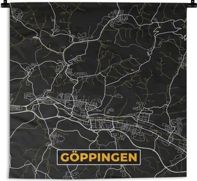 Produktbild von MuchoWow® Wandteppich Wandbehang Stadtplan - Karte - Göppingen - Gold - Deutschland - Karte 150x150 cm Tapisserie Dekoration Wandtuch - Wohnaccessoires - Modernes