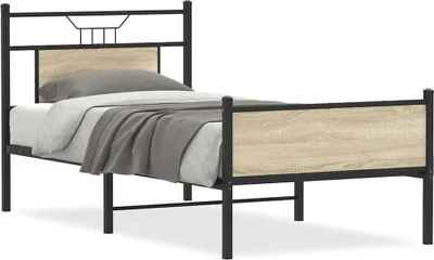 Produktbild von vidaXL Bettgestell ohne Matratze Sonoma-Eiche 90x200 cm Holzwerkstoff