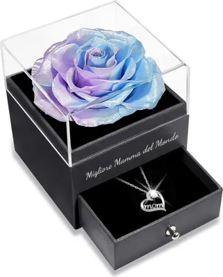 Produktbild von Sunia Ewige Rose Blaue Infinity Rose Geschenk Mama 925 Silber Halskette