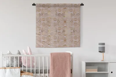 Produktbild von MuchoWow® Wandteppich Wandbehang Muster - Blumen - Gold 90x90 cm Tapisserie Dekoration Wandtuch - Wandaufhänger