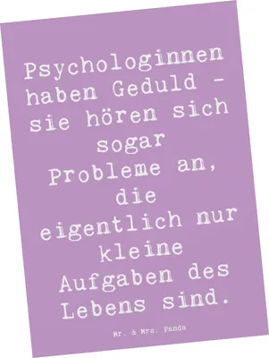 Produktbild von Mr. & Mrs. Panda Ansichtskarte Spruch Geduldige Psychologin - Lavendeltraum - Geschenk, Fachkenntnisse, Grußkarte, Postkarte, Kunstkarten, Aufgaben des Lebens, Postkarten