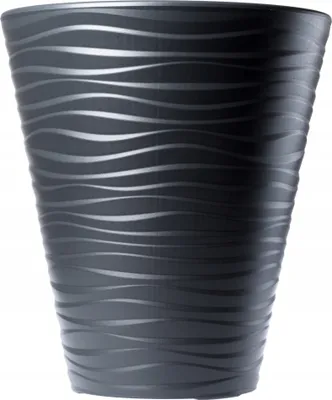 Image de KADAX Pot de fleurs avec insert "Temara", bac à fleurs, pot de plantes en plastique, cache-pot, rond, 35 cm, anthracite