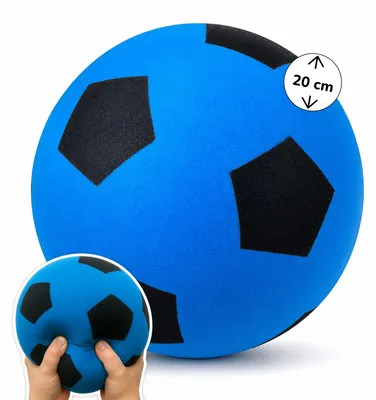 Produktbild von Weicher Schaumstoffball Blau im Fußball-Design - sicherer Kinderball für drinnen & draußen ab 0 Jahren - leichter Spielball für die ersten Ballspiele