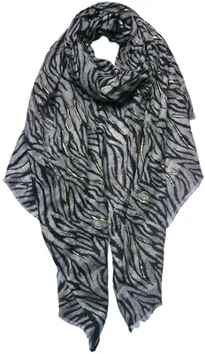 Produktbild von Juleeze JZSC0745G Schal Damen Muster Grau Schwarz 90x180 cm