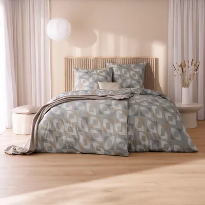 Produktbild von Estella Mako Interlock Jersey Bettwäsche Heiko grau 155x220 cm + 80x80 cm
