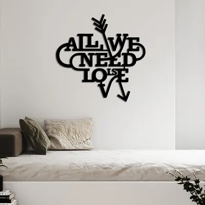 Produktbild von Wallity, Need is Love, Dekoratives Wandaccessoire aus Metall, Schwarz, 100 % METALL, 52 x 51 cm