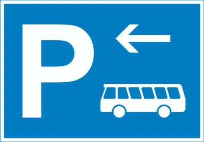 Produktbild von Bus Reisebus Parkplatz Schild mit Richtungspfeil links waagerecht A4 (210x297mm)