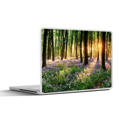 Produktbild von MuchoWow® Laptop Aufkleber Sticker Cover Wald - Blumen - Lavendel - Sonne - Lila - Natur 32.5x23.5 cm - Sticker für Laptop - Selbstklebend