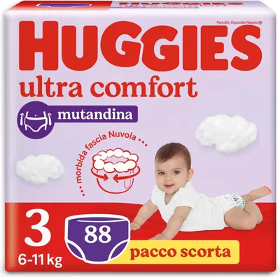 Produktbild von Huggies Ultra Comfort Mutandina Größe 3 Windeln 88 Einheiten Durchsichtig  Durchsichtig One Size