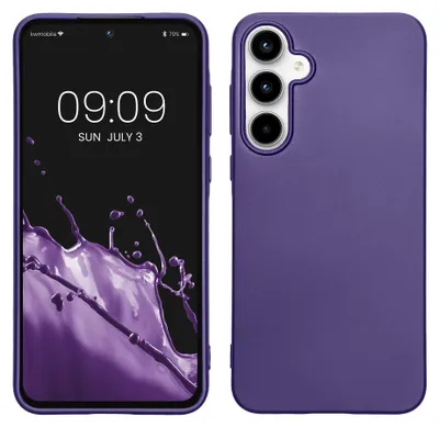 Produktbild von kwmobile Handyhülle für Samsung Galaxy A55 5G Hülle - Silikon Case metallisch schimmernd - Schutzhülle Cover - Metallic Blauviolett