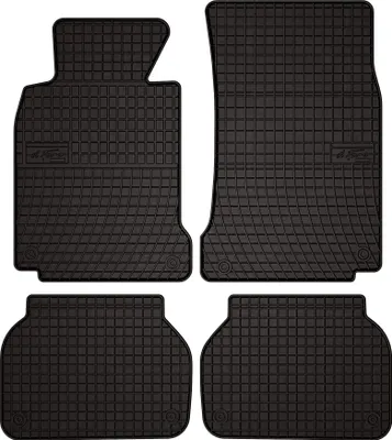 Produktbild von Gummifußmatten passend für BMW 5 E39 (Limousine, Kombi, Touring, Bj. 1996-2004) –  schwarz, passgenau, mit Befestigungen set 4 Stk. - Gummi-Automatten