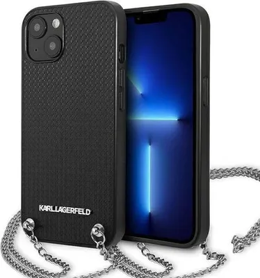 Produktbild von Karl Lagerfeld Klhcp13Mpmk Iphone 13 / 14 / 15 6,1 Hardcase Czarny/Schwarz Leder strukturiert und Kette