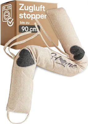 Produktbild von Zugluftstopper 90cm - Waschbarer Bezug - Energiesparend - Extra Schwer - Für Türen und Fenster - Beige