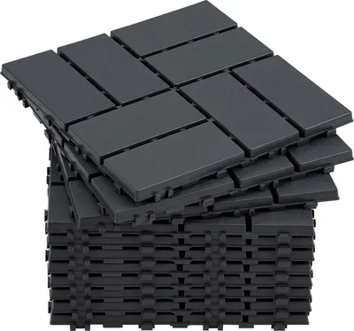 Produktbild von Faziango 88 Stück Moderne Terrassenfliesen 30x30 cm – Kunststoff Klickfliesen für Balkon, Garten & Poolbereich anthrazit 8 m²