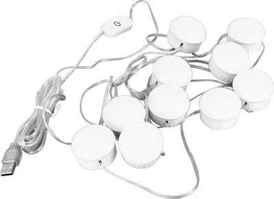 Obrázek produktu pro LED zrcadlové světlo 5 úrovní nastavení jasu dotykový spínač 10 žárovek bílé světlo zrcadlová lampa s výsuvným kabelem