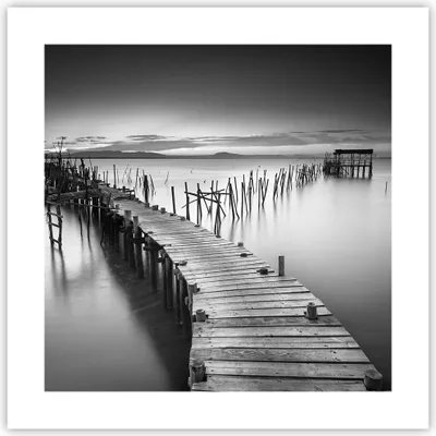 Produktbild von Poster - Poster ohne Rahmen - Meer Brücke Landschaft Natur - 40x40 cm - Wand Bild - Wanddeko - Wandbilder - Kunstposter - Wandposter - Bilder - Kunstdruck - Wanddekoration - Wandbild - P2XAC40x40-3082