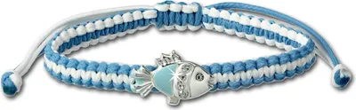 Productafbeelding van Teenie-Weenie kinderarmband, 16 cm, blauw en wit, vismotief, zilver (925), textiel, modelnummer SDA8001H