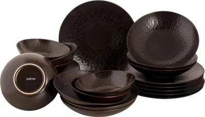 Produktbild von Palmer Ruston, Tafelservice 24-teilig 6 Personen, Braun Steinzeug, 1 Geschirr Set