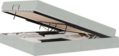 Zdjęcie produktu dla vidaXL Łóżko piętrowe z materacem jasnoszare 200 x 200 cm aksamitne