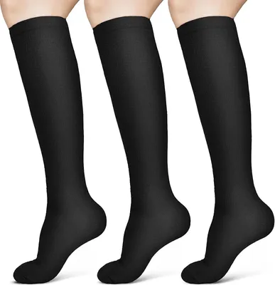 Produktbild von ALSTER HERZ® 3 Paar Schwarze Kompressionsstrümpfe Damen Herren 41-46 L-XL, A0239