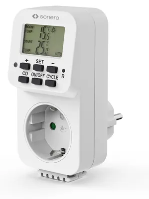 Image de Thermostat prise numérique - Régulateur de température - 0 à 40 °C - 3600 W - Blanc