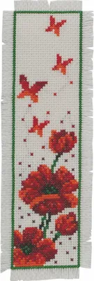 Productafbeelding van Permin kruissteekset "Bladwijzer klaprozen", telpatroon, 7x22cm, 05-3191