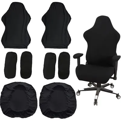 Produktbild von Gaming-Stuhlbezug, 8-teiliges Gaming-Stuhlset, Bürostuhlbezug mit Armlehnen/Rückenlehne/Sitzkissenbezug für Bürostühle, für Computerstühle/DX Racing/PC-Stuhlbezug, Stuhl - ohne Stuhl