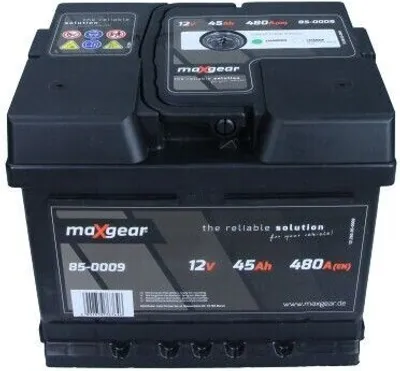 Produktbild von MAXGEAR 85-0009 - OE 4G0 915 105 G Batterie 12V 45Ah 480A für Panda, Escort V, Escort VI, Escort VII, Fiesta III, Fiesta IV, Fiesta V, Fiesta VI, Focus (DAW, DBW), Focus (DNW), Focus (DFW), Focus II, Fusion, KA (RB), KA+ (FK), Orion III (GAL), Puma, Street KA (RL2), Elantra (MD, UD), Elantra (AD), 2 (DY), MX-5 IV (ND), Almera II (N16), Micra III (K12), Note (E11, NE11), Agila A, Agila B, Astra G, Astra H, Astra (A04), Combo, Combo (71), Combo Tour, Corsa C (X01), Corsa E (X15), Karl (C16), Tigra (S93), Tigr