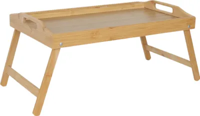 Produktbild von Relaxdays Betttablett klappbar, Tablet- & Handyhalter, Frühstück im Bett, Bambus & MDF, HBT: 24x60x30 cm, Tablett, natur