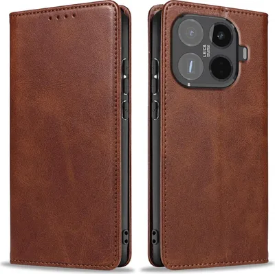 Produktbild von Handyhülle für Xiaomi 15T Pro Kunstleder Flip Cover Hülle Handytasche Case Kartenfach Farbe: Dunkelbraun