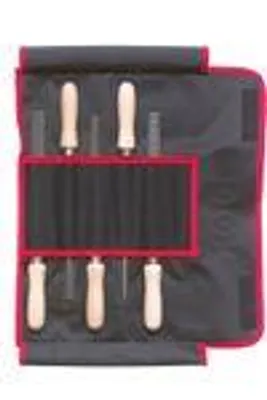 Obrázok produktu pre F. DICK Feilen- Raspelsatz 5-teilig inkl. Rolltasche, Feilen Raspel mit Holzgiff