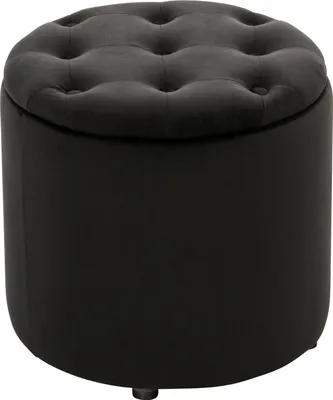 Produktbild von Sitzhocker CUTUN - Samt Schwarz 44x44x42 cm | Hocker Schlafzimmer Polsterhocker Wohnzimmer Sitzbank Esszimmer