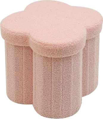 Image de Rebecca Mobili Tabouret de rangement Hermal 40x40x40 Tissu polyester MDF Rose Moderne