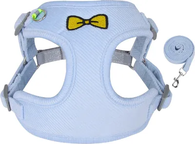 Obrázok produktu pre Postroj pre psov s reflexnými pruhmi, modrý, veľkosť M, vrátane vodítka, pre malé psy
