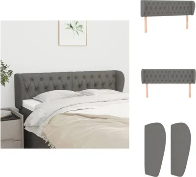 Produktbild von vidaXL Kopfteil mit Ohren Dunkelgrau 147x23x78/88 cm Stoff -  Kopf- & Fußenden