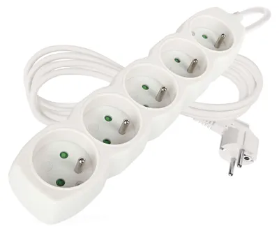 Prodlužovací kabel 2 m / 5 zásuvek / bílý / PVC / 1 mm2
