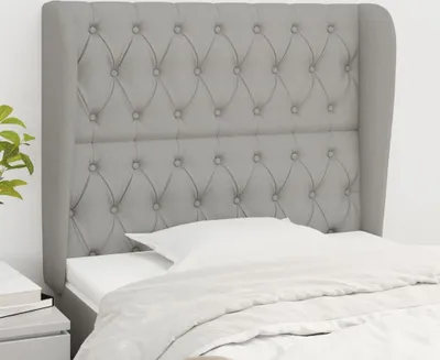 Produktbild von vidaXL Kopfteil mit Ohren Hellgrau 103x23x118/128 cm Stoff - Kopfteil - Kopfteile - Bett-Kopfteil - Bettkopfteil