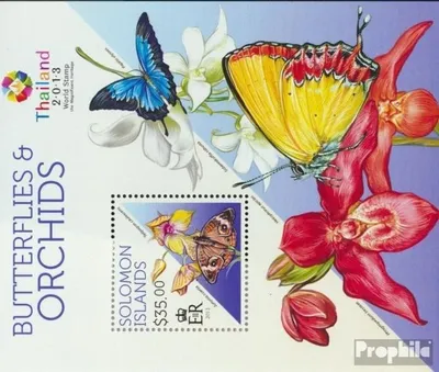 Produktbild von Briefmarken Salomoninseln 2013 Mi Block 209 (kompl. Ausg.) postfrisch Schmetterlinge und Orchideen