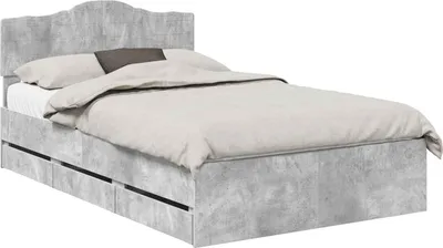 Produktbild von Bettrahmen mit Kopfteil Beton Grau 135 x 190 cm Ingenieurs Holz