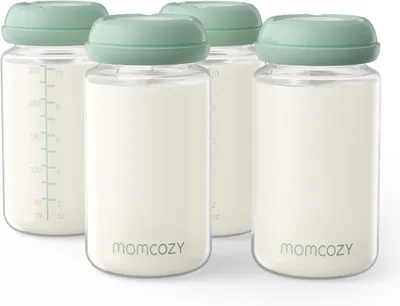 Productafbeelding van Momcozy Natuurlijke babyfles voor moedermelk - 300 ml brede muilk - Opbergfles voor koelkast en momcozy moedermelk - Koeler -