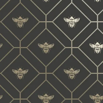 Image de Holden Décor - Papier peint, abeille AG137 (10 m x 53 cm) (charbon de bois)