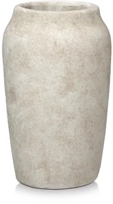 Immagine prodotto di Vaso in cemento Unyqoos® da 23 cm, vaso decorativo rustico color crema, ideale per fiori artificiali e composizioni secche, realizzato a mano con un aspetto vintage
