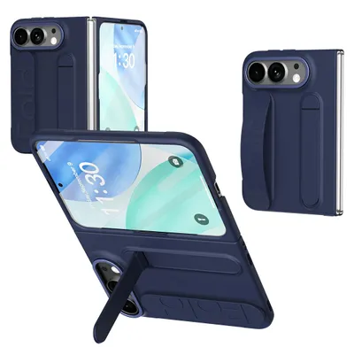 Obrázek produktu pro Vertikální pouzdro s popruhem pro Apple iPhone Duo, s integrovanou ochranou displeje, držákem, stojánkem a ochranou fotoaparátu, modré barvy