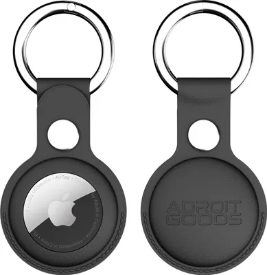 Produktbild von AdroitGoods Kunstleder Etui Geeignet für Apple AirTag - Schwarz - Airtag Schlüsselanhänger - Halter - Aufhänger - Etui