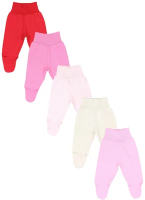 Produktbild von TupTam Baby Strampelhose Jungen Mädchen Hose mit Fuß 5er Pack, Farbe: Rot Pink Rose Beige, Größe: 50