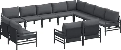Image de vidaXL Ensemble de canapé de jardin avec coussins 12 pcs noir acier
