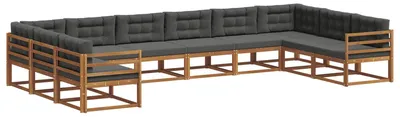 Produktbild von vidaXL Outdoor-Sofagarnitur mit Kissen 10 pcs Natur und Anthrazit
